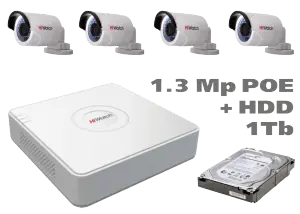 Комплект для IP видеонаблюдения: 4 уличные камеры