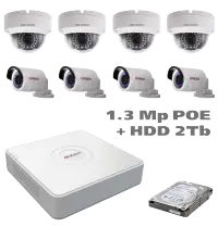 Комплект для IP видеонаблюдения: 8 камер